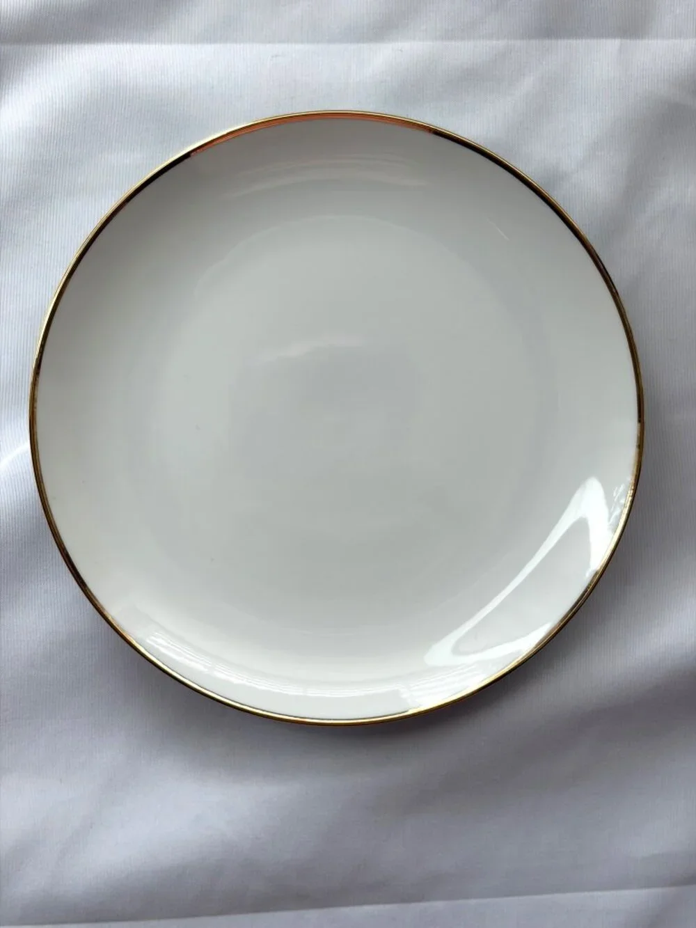 Set of 4 White Porcelain Saucers with Gold Rim 6.25” Cottagecore MCM Minimalist